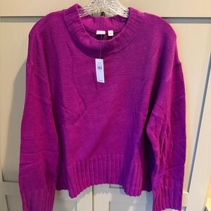 NWT GAP Vibrant Purple Ribbed Mock Neck Like Sweater SZ L
